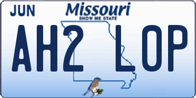 MO license plate AH2L0P