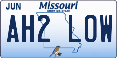 MO license plate AH2L0W