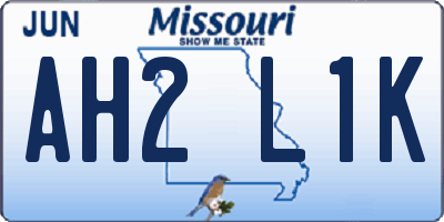 MO license plate AH2L1K