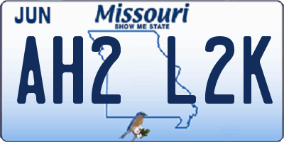 MO license plate AH2L2K