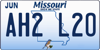 MO license plate AH2L2O