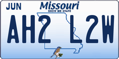 MO license plate AH2L2W