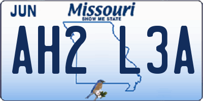 MO license plate AH2L3A