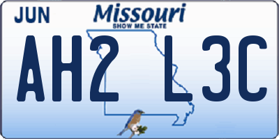 MO license plate AH2L3C