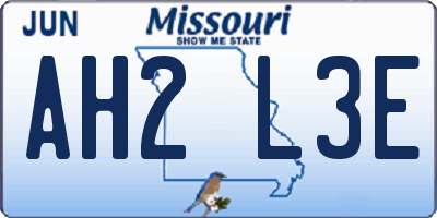 MO license plate AH2L3E