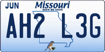 MO license plate AH2L3G