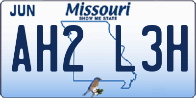 MO license plate AH2L3H