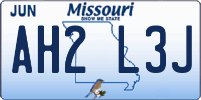 MO license plate AH2L3J