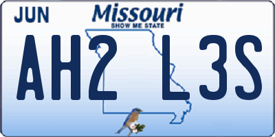 MO license plate AH2L3S