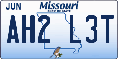 MO license plate AH2L3T