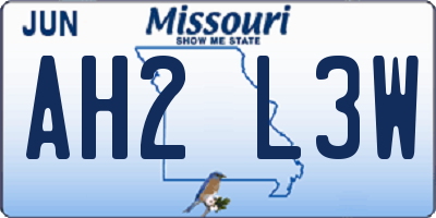 MO license plate AH2L3W