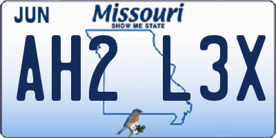 MO license plate AH2L3X
