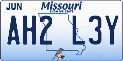 MO license plate AH2L3Y