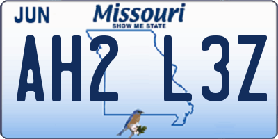 MO license plate AH2L3Z