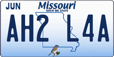 MO license plate AH2L4A