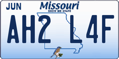 MO license plate AH2L4F