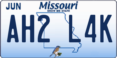 MO license plate AH2L4K