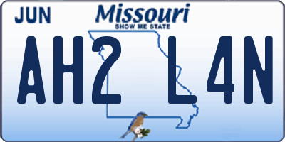 MO license plate AH2L4N
