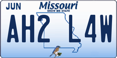 MO license plate AH2L4W