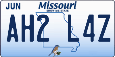 MO license plate AH2L4Z