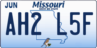 MO license plate AH2L5F