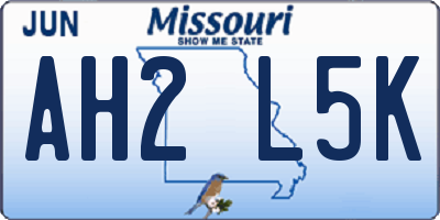 MO license plate AH2L5K