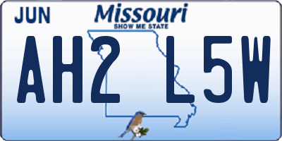 MO license plate AH2L5W