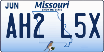 MO license plate AH2L5X