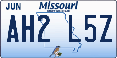 MO license plate AH2L5Z