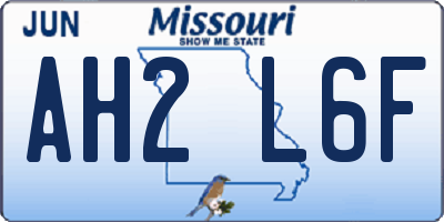 MO license plate AH2L6F