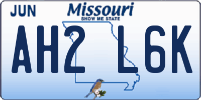 MO license plate AH2L6K