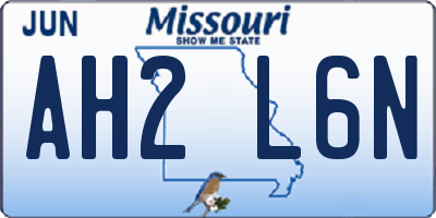 MO license plate AH2L6N