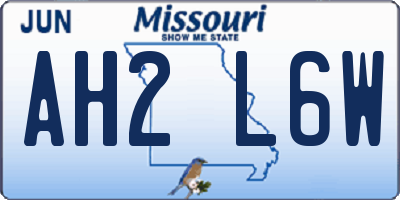 MO license plate AH2L6W