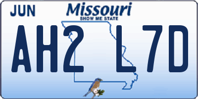 MO license plate AH2L7D