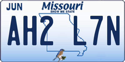 MO license plate AH2L7N