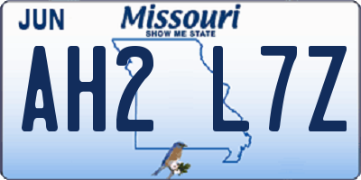 MO license plate AH2L7Z