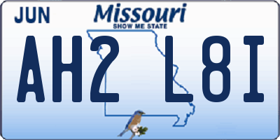 MO license plate AH2L8I