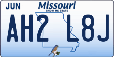 MO license plate AH2L8J