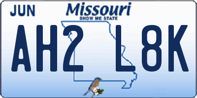 MO license plate AH2L8K