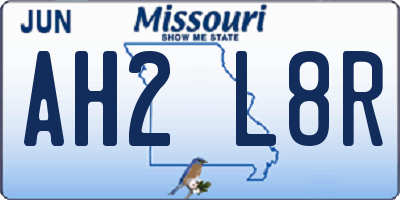 MO license plate AH2L8R