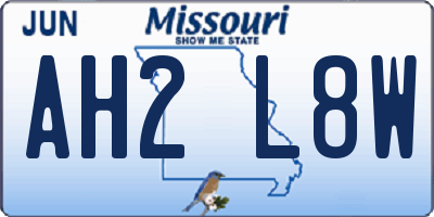 MO license plate AH2L8W