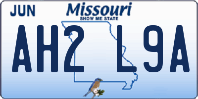 MO license plate AH2L9A