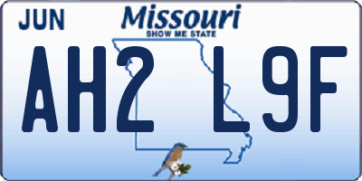 MO license plate AH2L9F