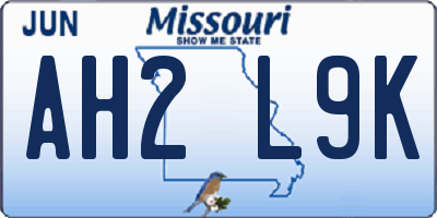 MO license plate AH2L9K