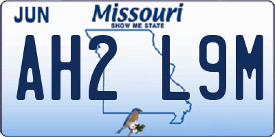 MO license plate AH2L9M