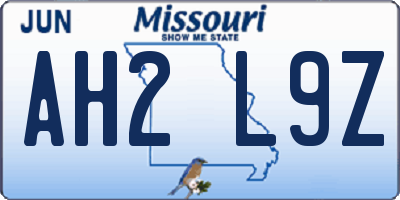 MO license plate AH2L9Z