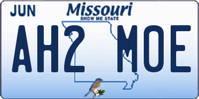 MO license plate AH2M0E