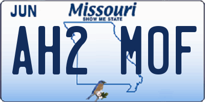 MO license plate AH2M0F