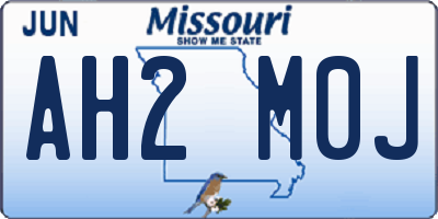 MO license plate AH2M0J