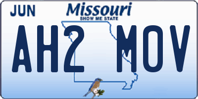 MO license plate AH2M0V